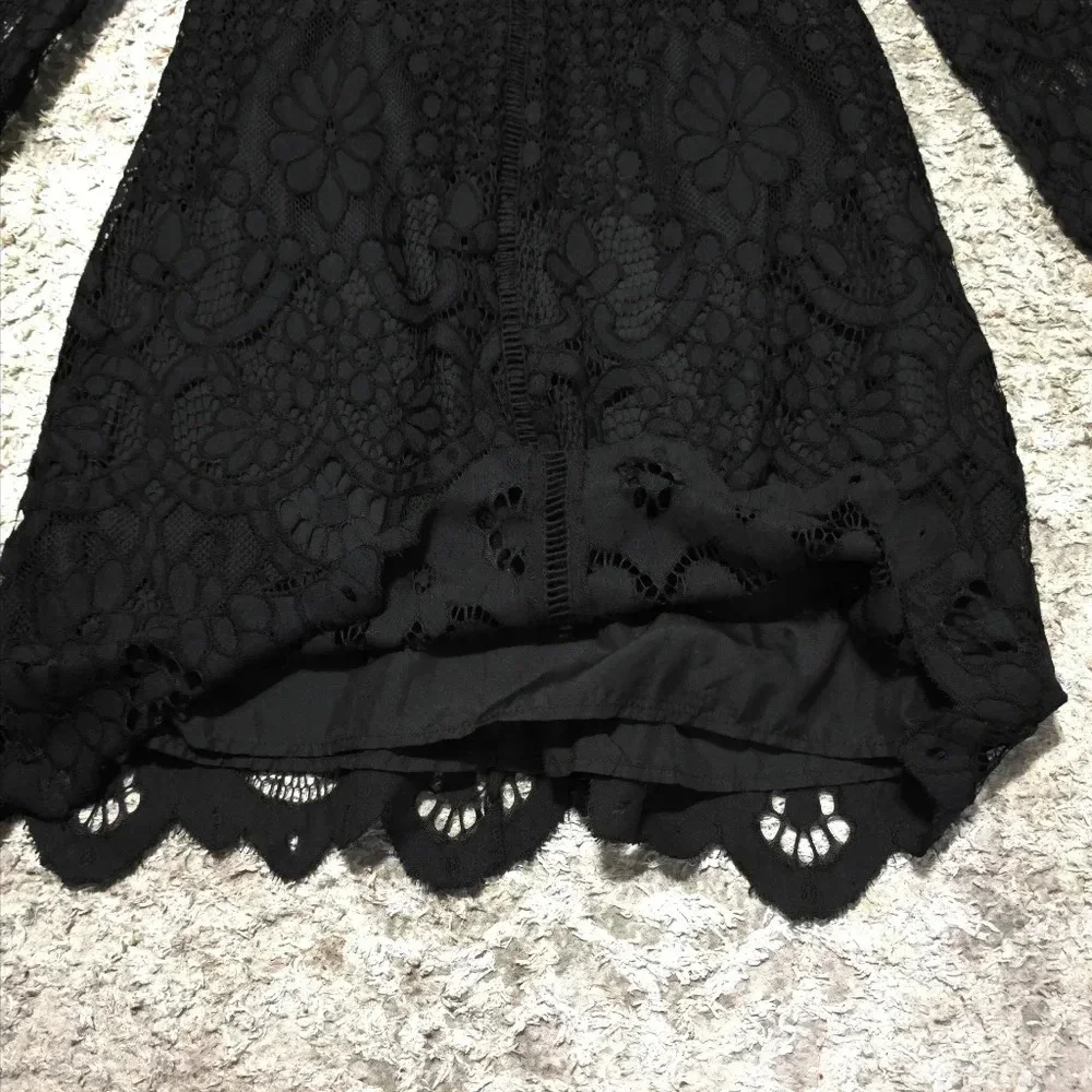 CUPCAKES & CASHMERE Nwt Makenna Black All-Over Lace Dress, Scalloped Hem, 10 - Picture 13 of 16